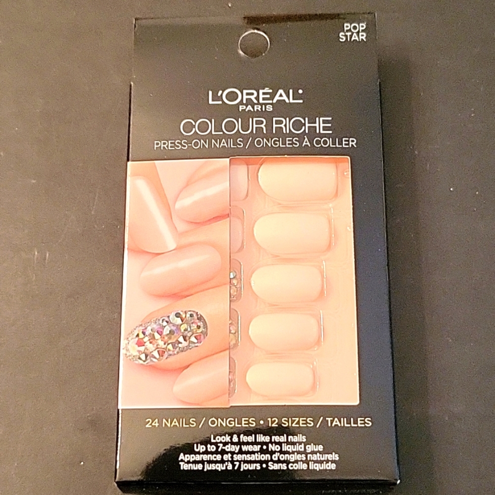 NEW L'Oreal Press On Nails, Pop Star, Blush Pink & Rhinestones